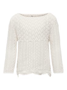 ONLY Patterned Knitted Pullover -Cloud Dancer - 15287659