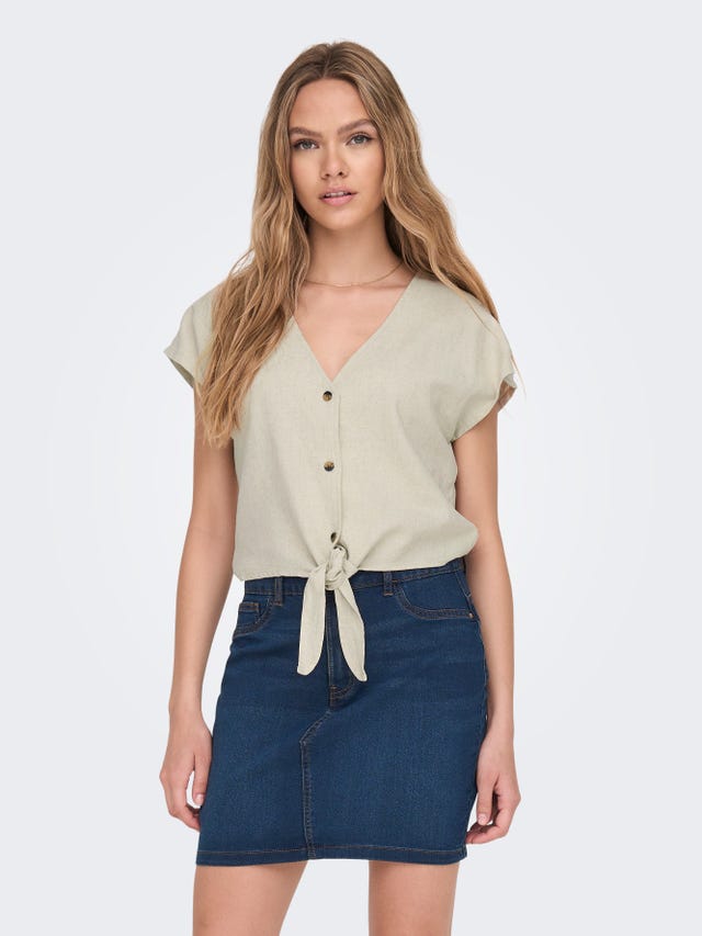 ONLY Short Sleeved Shirt With Knot Detail - 15287724