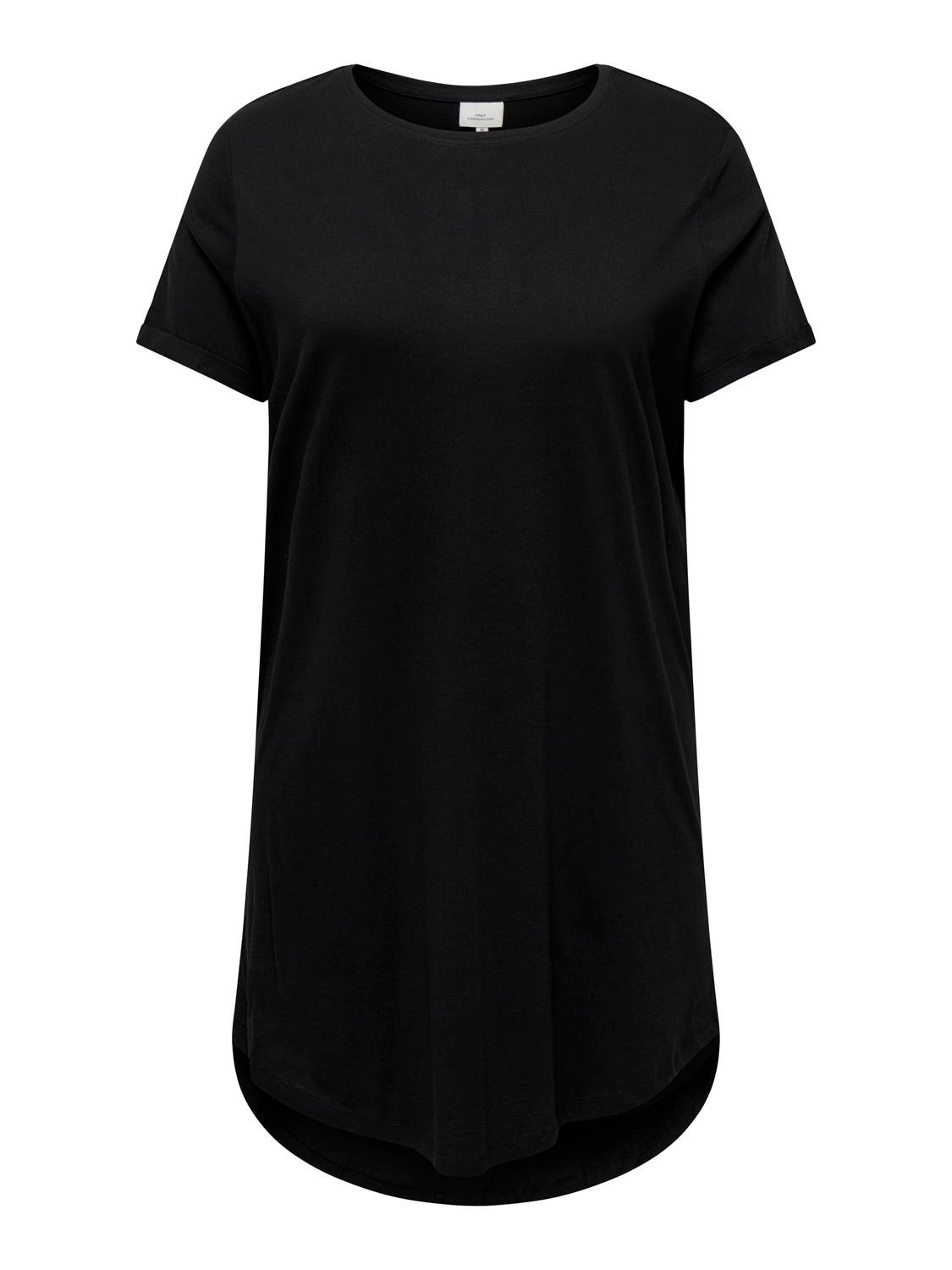 ONLY Curvy mini o-hals kjole -Black - 15287901