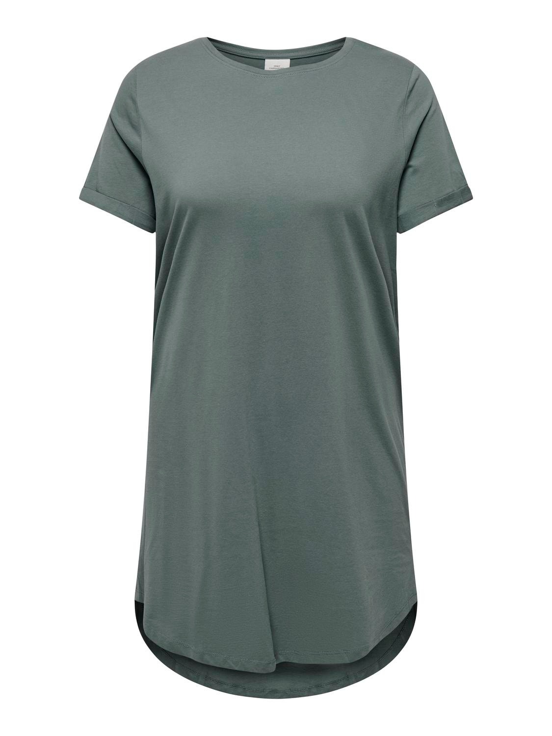 ONLY mini Curvy cotton tee dress -Balsam Green - 15287901