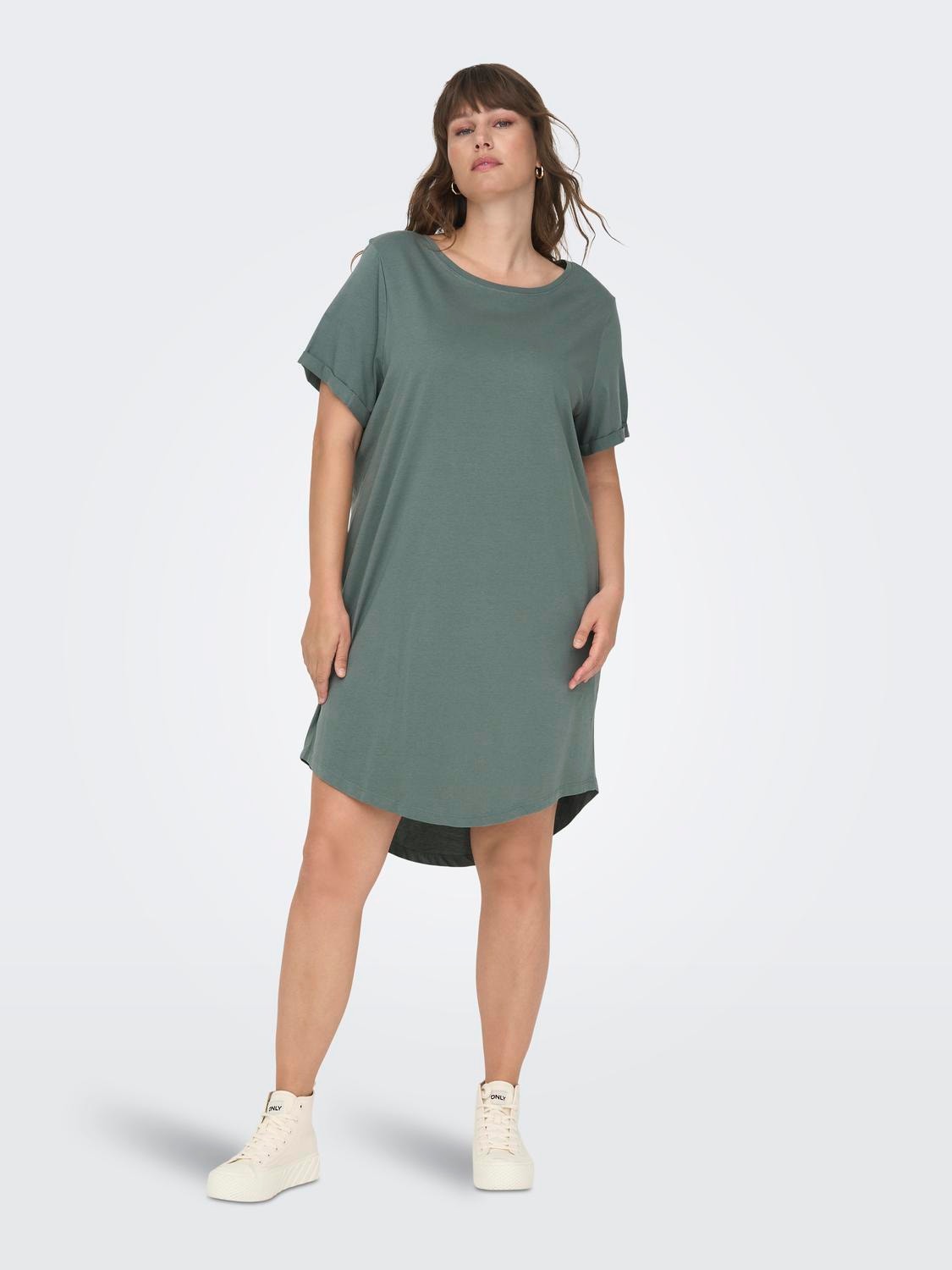 ONLY Curvy mini o-neck dress -Balsam Green - 15287901