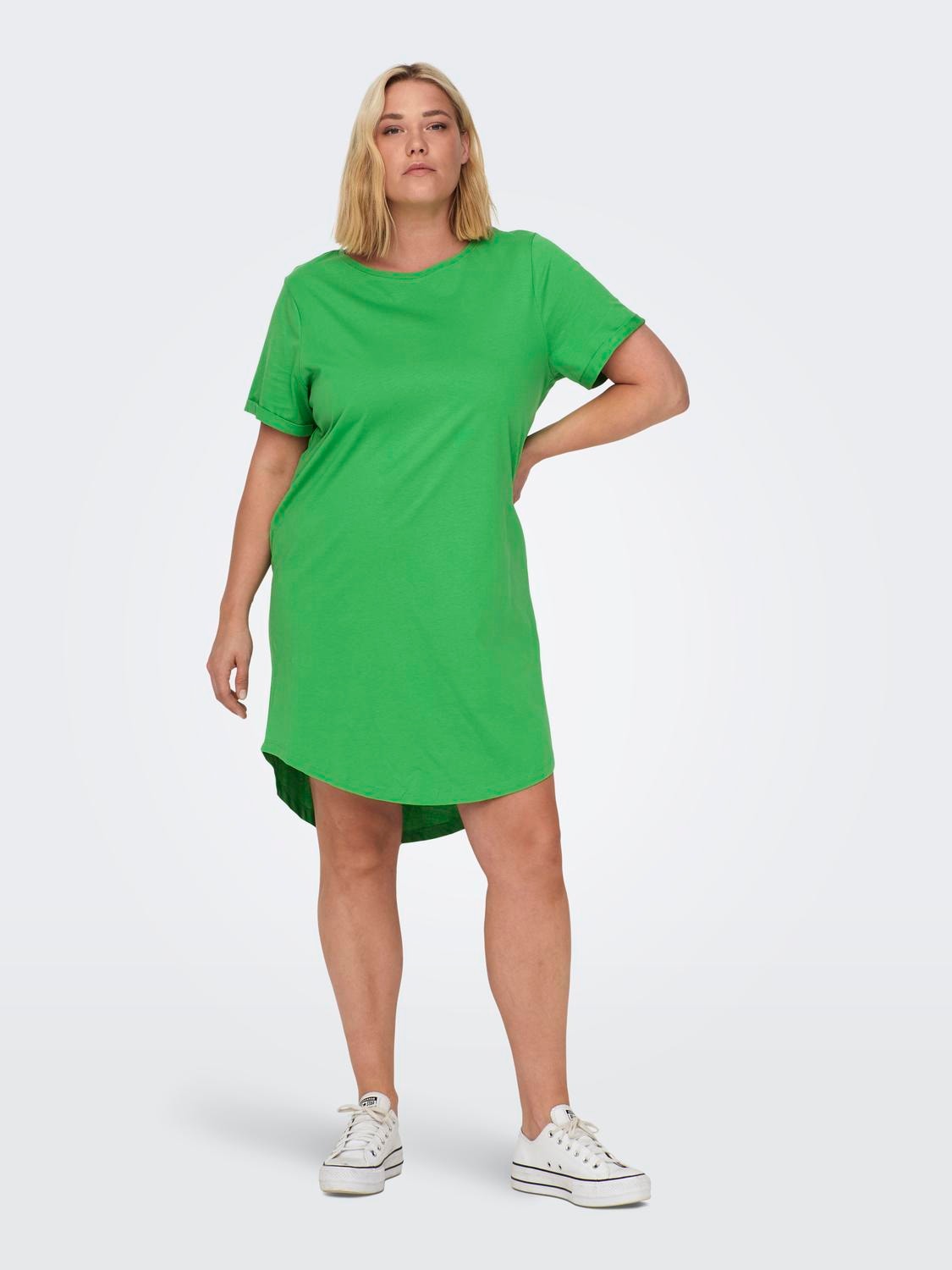ONLY Curvy mini o-hals kjole -Kelly Green - 15287901