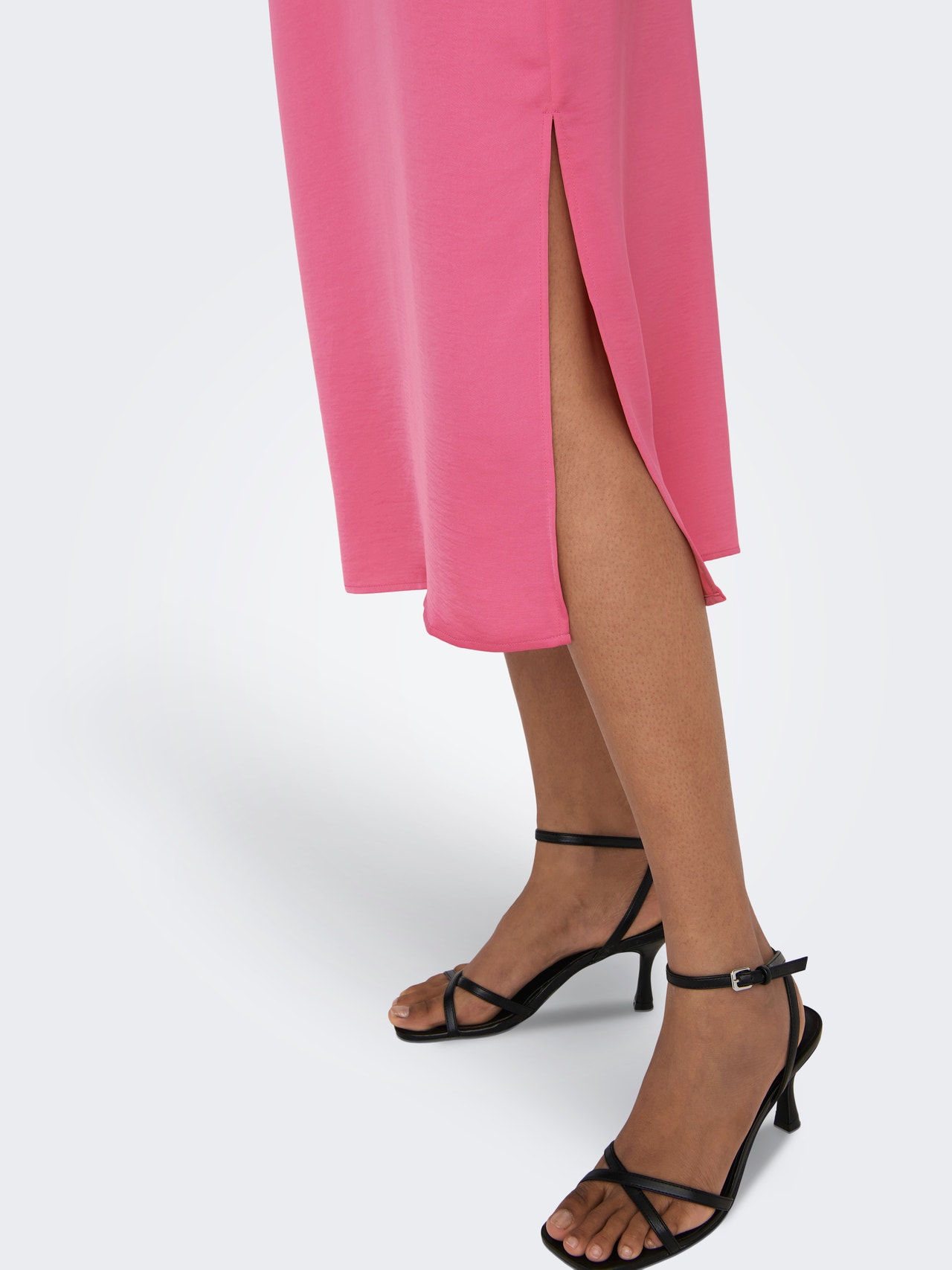 ONLY Normal geschnitten Rundhals Langes Kleid -Pink Power - 15287925