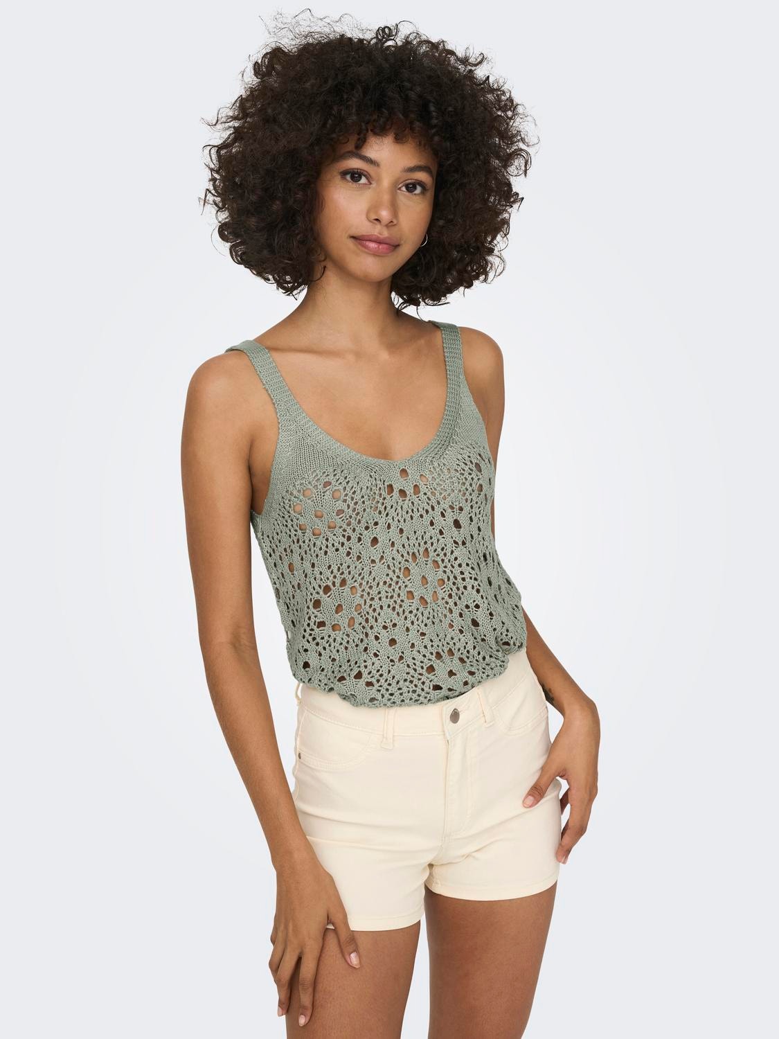 ONLY Strikket Top -Seagrass - 15287943