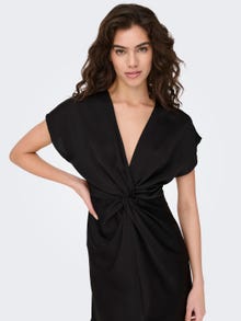 ONLY Locker geschnitten V-Ausschnitt Tief angesetzte Schulter Kurzes Kleid -Black - 15287959