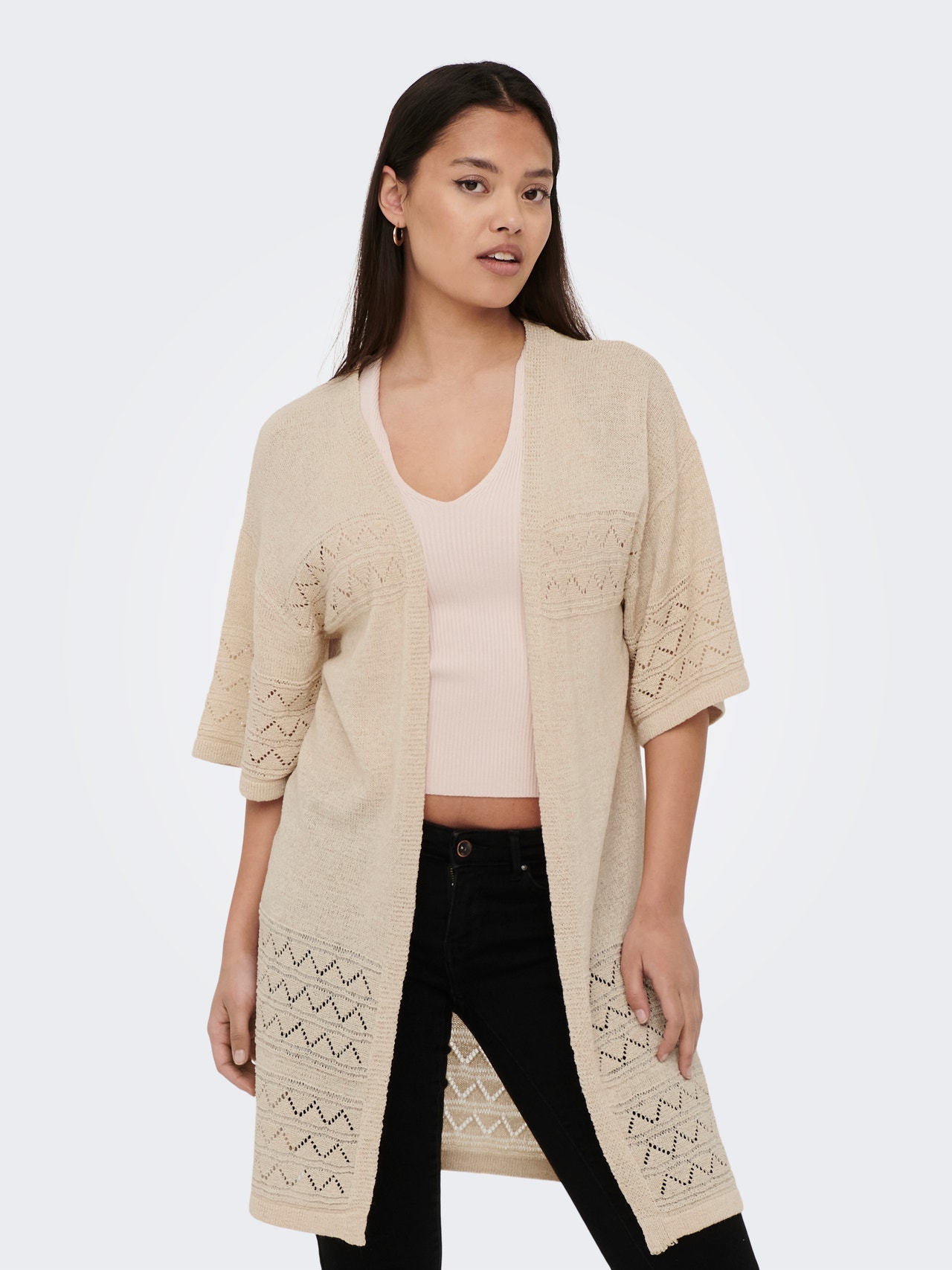 ONLY Long Knit Cardigan -Sandshell - 15287970