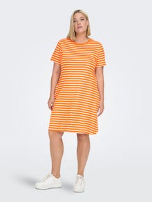 ONLY Regular Fit Round Neck Curve Short dress -Orange Peel - 15287992