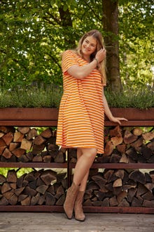 ONLY Regular Fit O-hals Curve Kort kjole -Orange Peel - 15287992