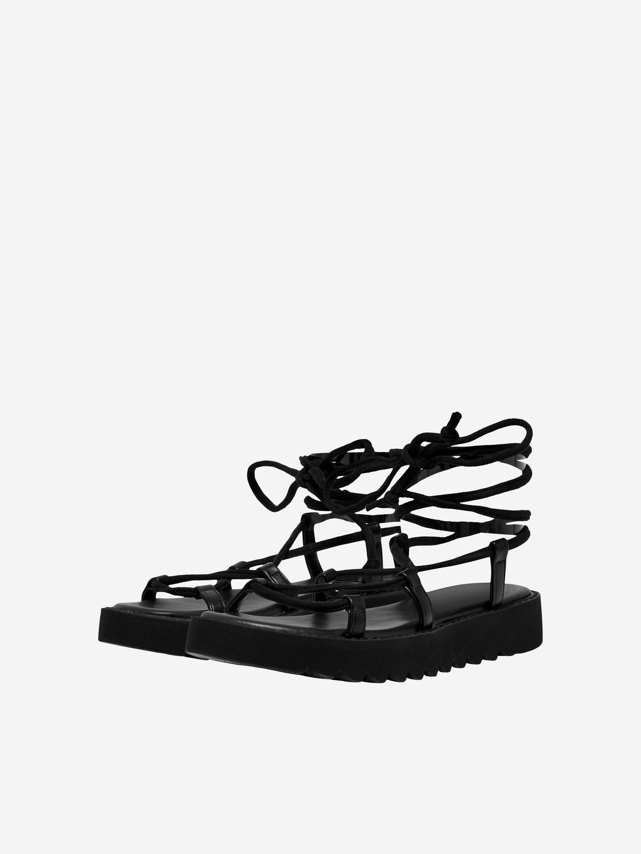 ONLY Sandals with tie string -Black - 15288055