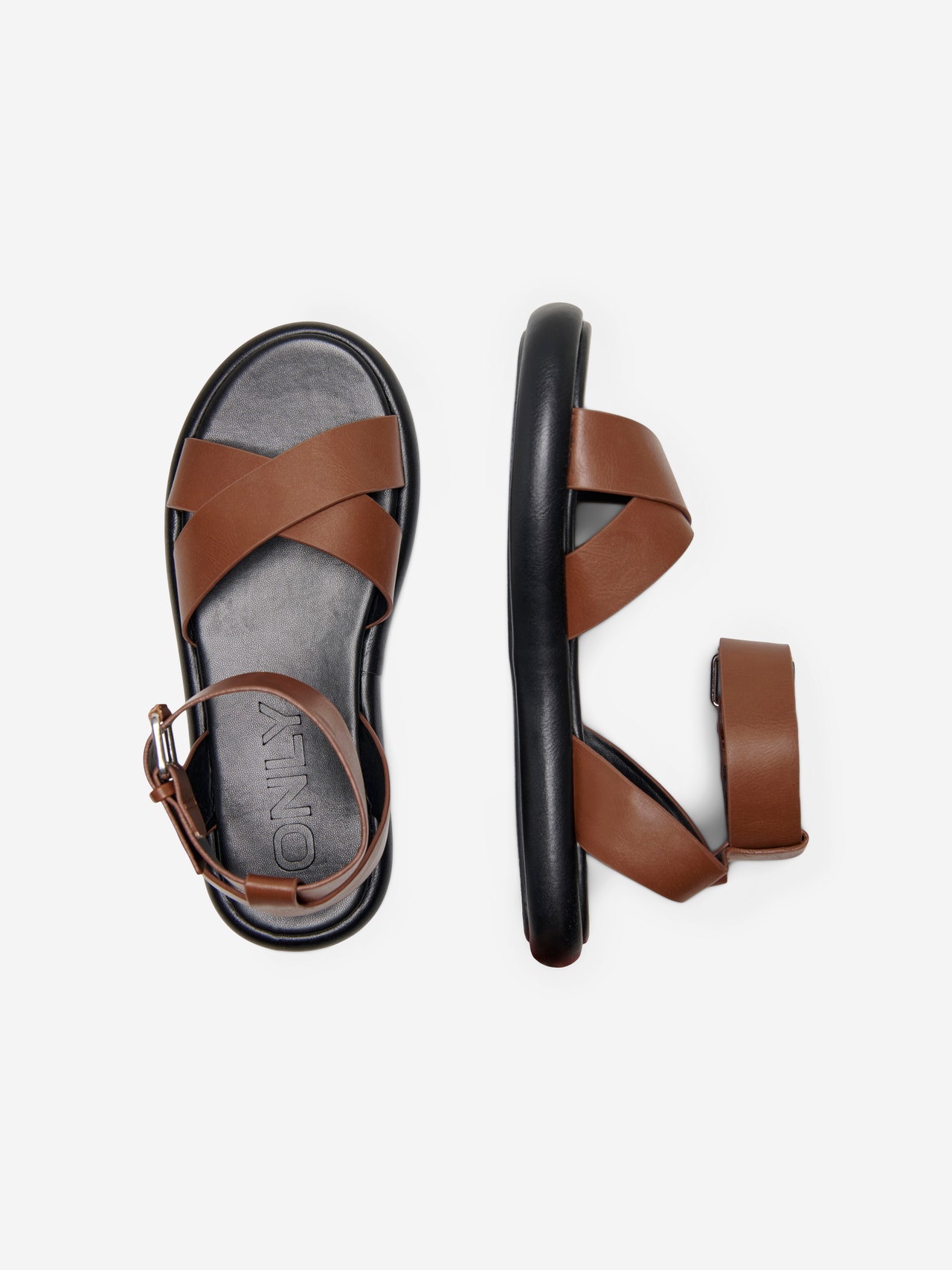 ONLY Open toe Adjustable strap Sandal -Cognac - 15288148