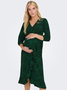 ONLY Normal geschnitten V-Ausschnitt Maternity Langes Kleid -Black - 15288211