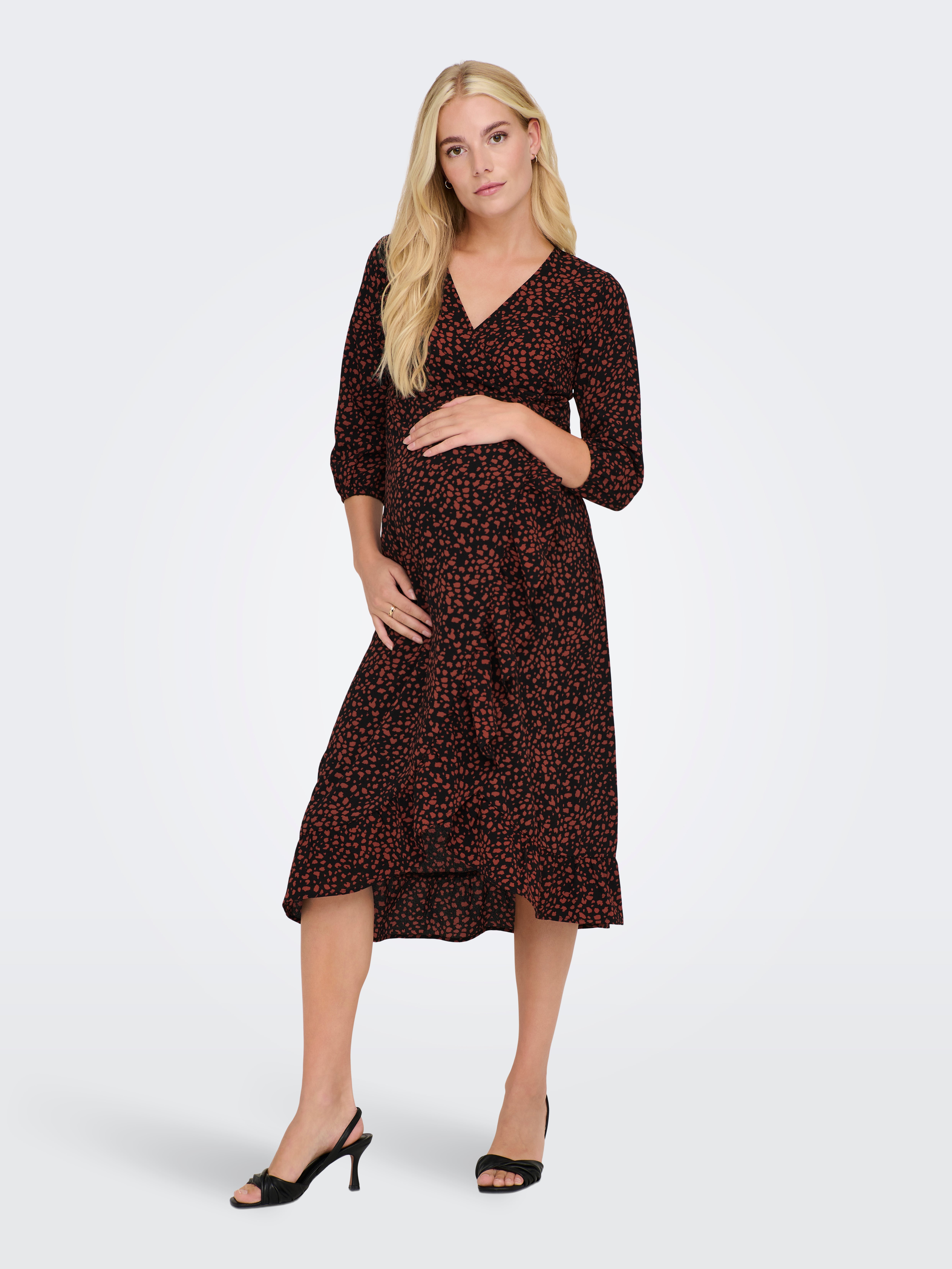 Mama wrap Midi dress, Black