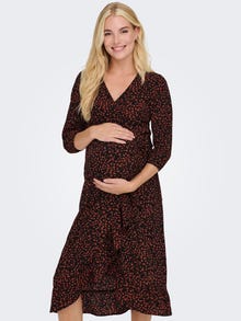 ONLY Mama wrap Midi dress -Black - 15288211