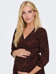 ONLY Normal geschnitten V-Ausschnitt Maternity Langes Kleid -Black - 15288211