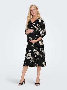 ONLY Mama wrap Midi dress -Black - 15288211