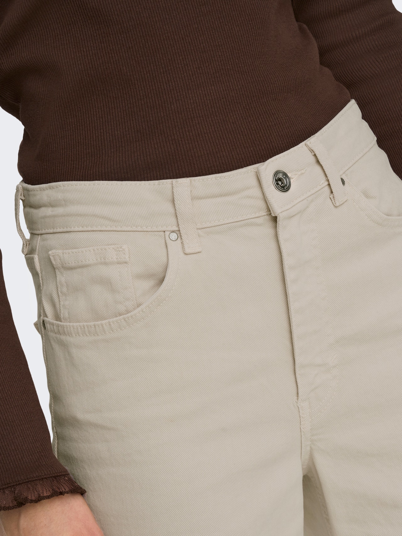 ONLY onljuicy high waist wide leg jeans -Ecru - 15288219