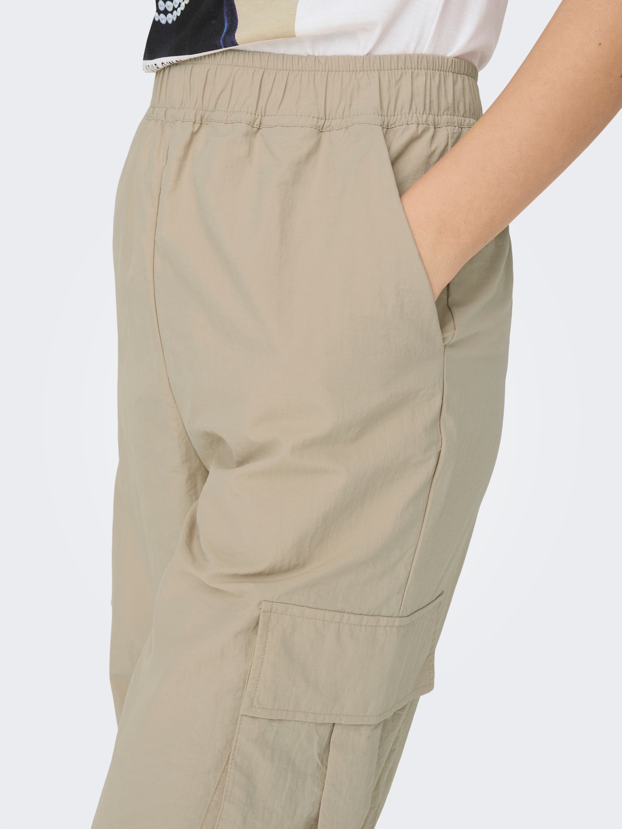 ONLY Cargo bukser med elastik i taljen -Irish Cream - 15288248