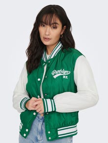 ONLY High stand-up collar Ribbed cuffs Otw Bomber -Green Jacket - 15288253