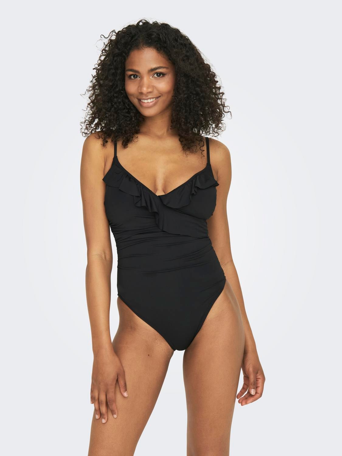 Swimsuit with ruffle detail Black ONLY