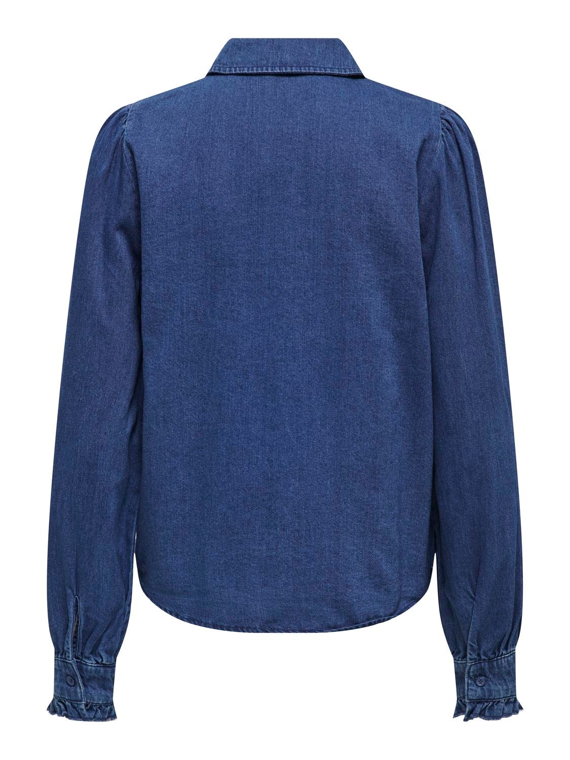 ONLY Locker geschnitten Hemdkragen Hemd -Medium Blue Denim - 15288492