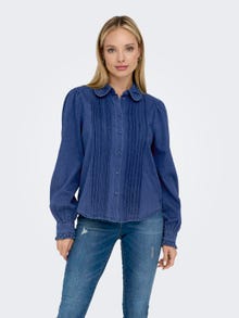 ONLY Denim shirt with collar -Medium Blue Denim - 15288492