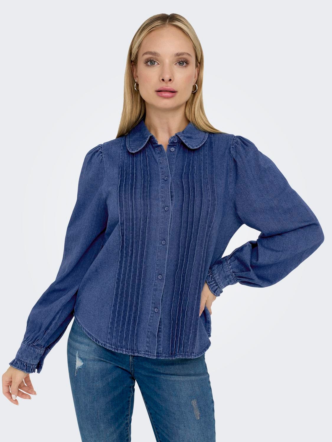 ONLY Relaxed Fit Skjortekrage Skjorte -Medium Blue Denim - 15288492