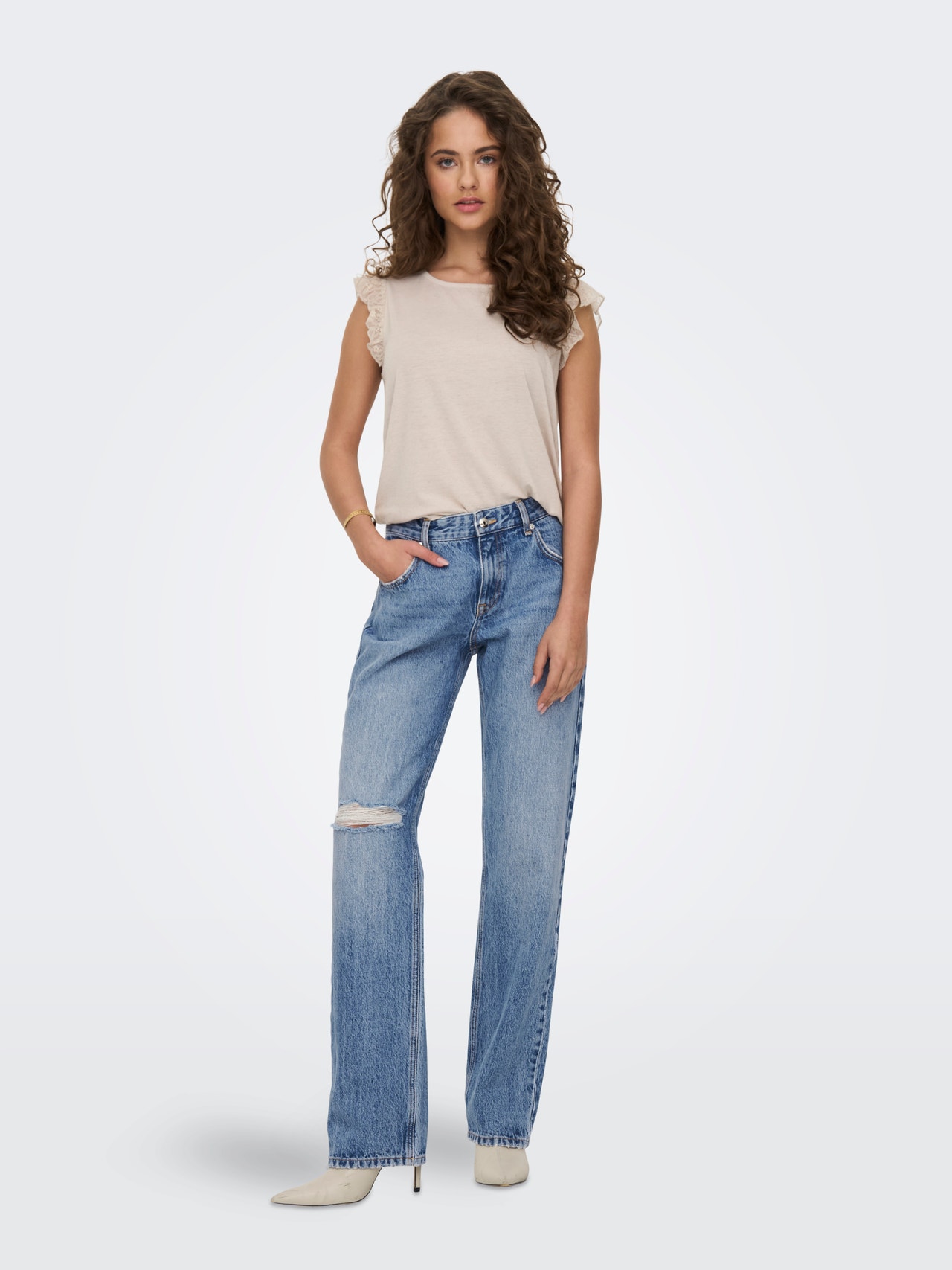 ONLY ONLBREE Vita bassa Straight Fit Jeans -Light Blue Denim - 15288528