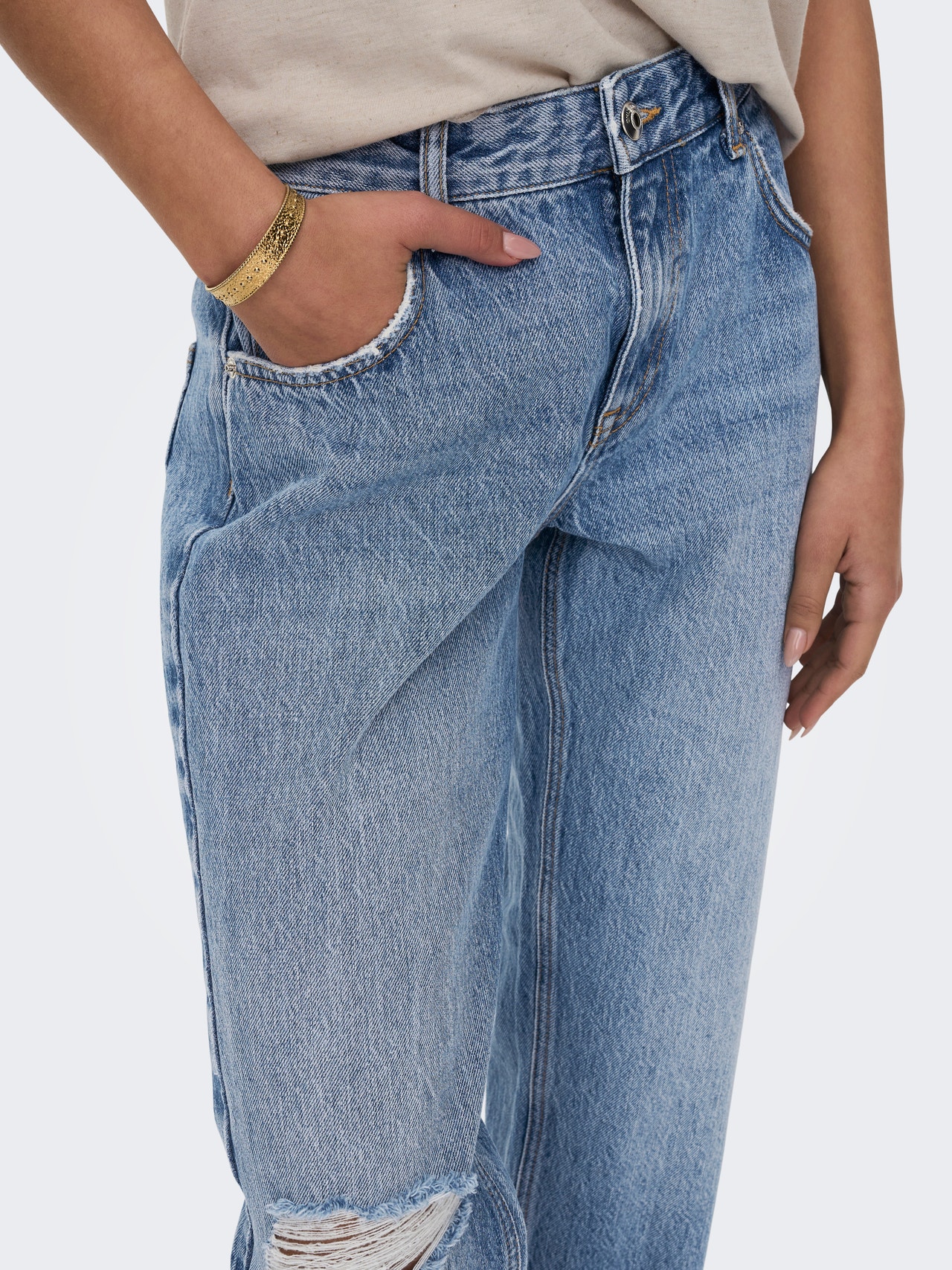 ONLY ONLBREE Vita bassa Straight Fit Jeans -Light Blue Denim - 15288528