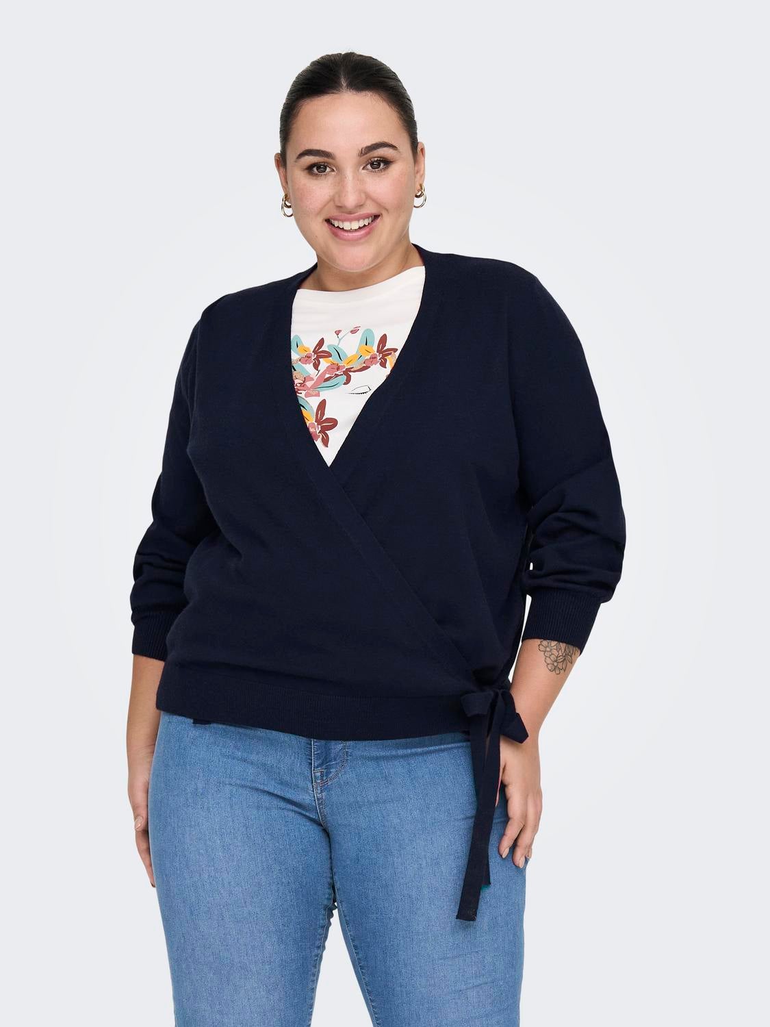 Navy blue wrap store sweater