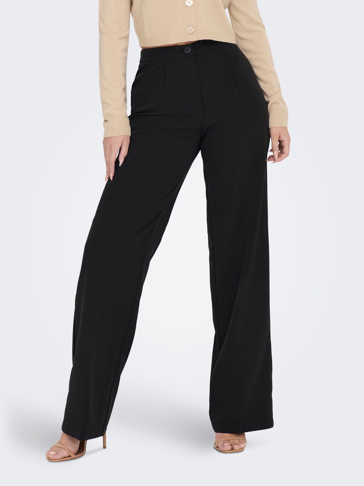Loose Fit High waist Trousers, Black