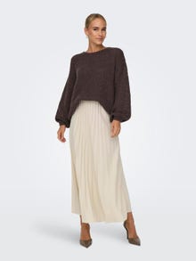 ONLY O-neck Solid colored Knitted Pullover -Chocolate Martini - 15288895