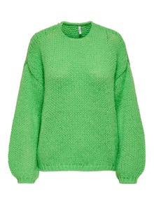 ONLY O-neck Solid colored Knitted Pullover -Summer Green - 15288895