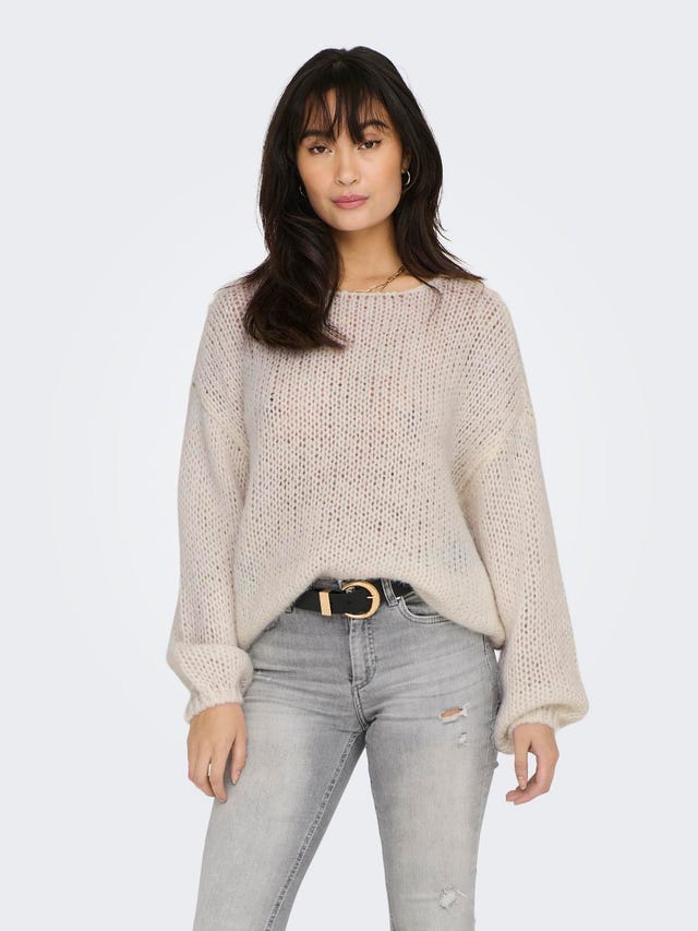 ONLY O-neck Solid colored Knitted Pullover - 15288895