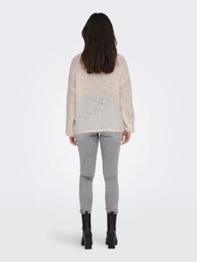 ONLY O-neck Solid colored Knitted Pullover -Pumice Stone - 15288895