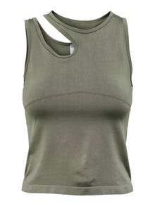 ONLY Cropped training tank top -Dusty Olive - 15288914