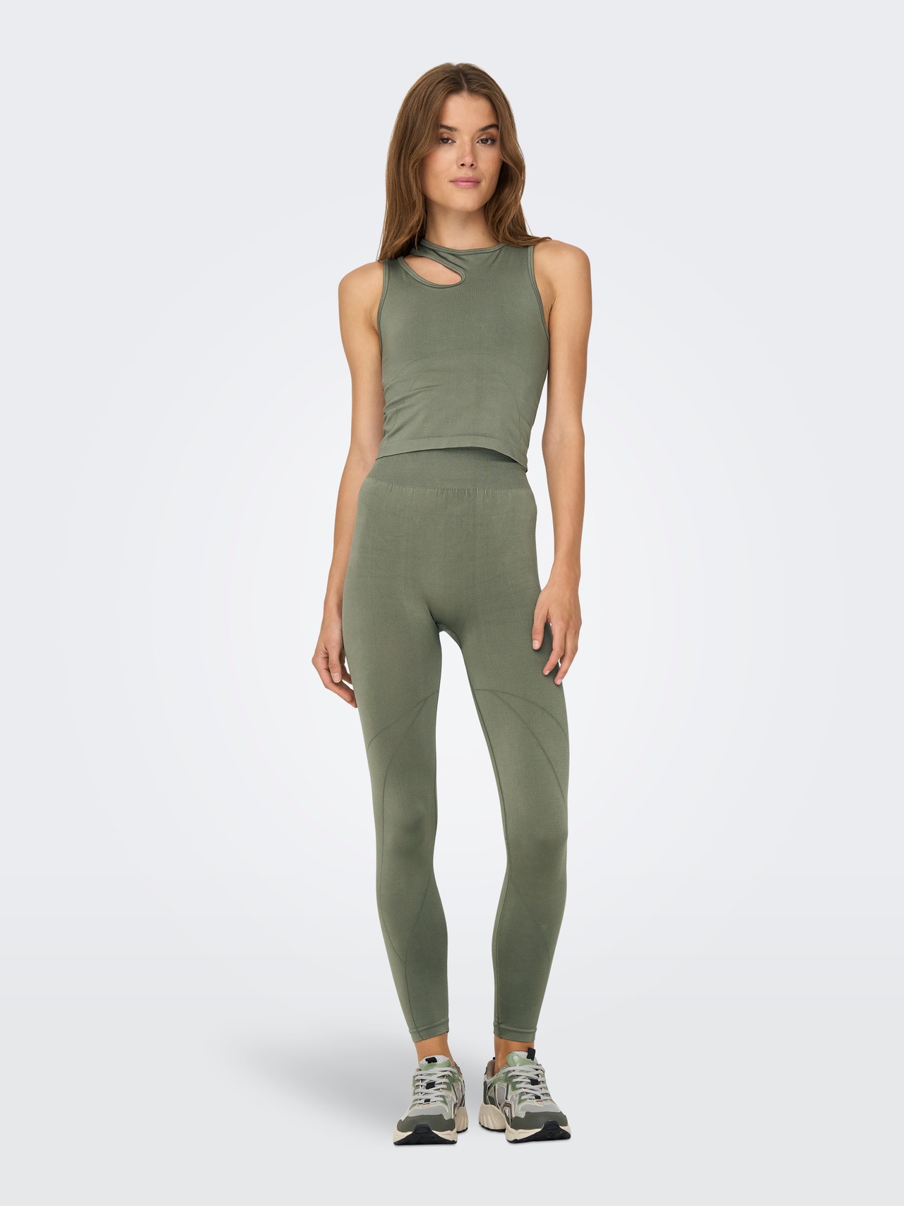 ONLY Cropped training tank top -Dusty Olive - 15288914