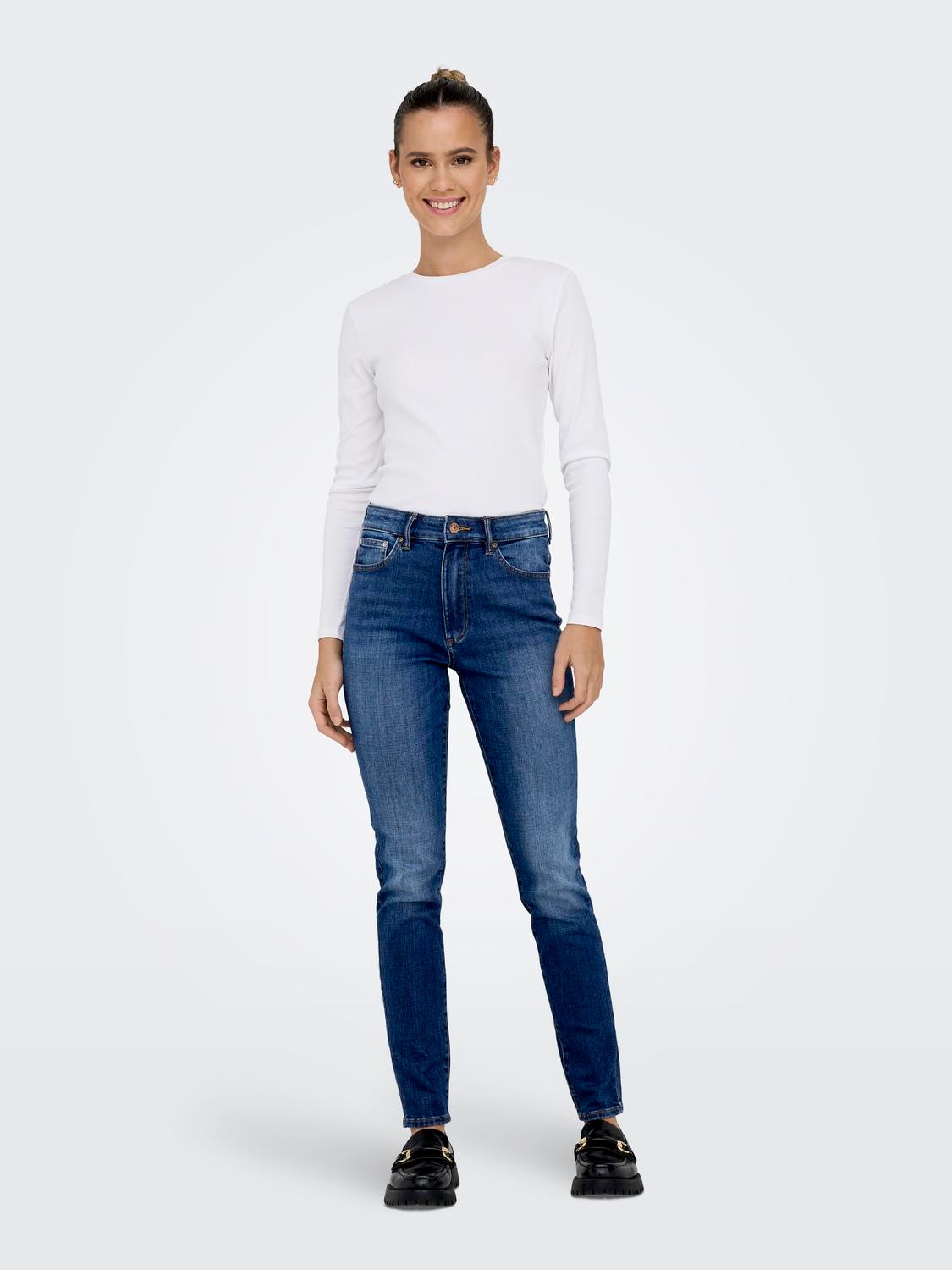 ONLY ONLICONIC HIGH WAIST SKINNY LONG ANKLE JEANS -Dark Blue Denim - 15288954