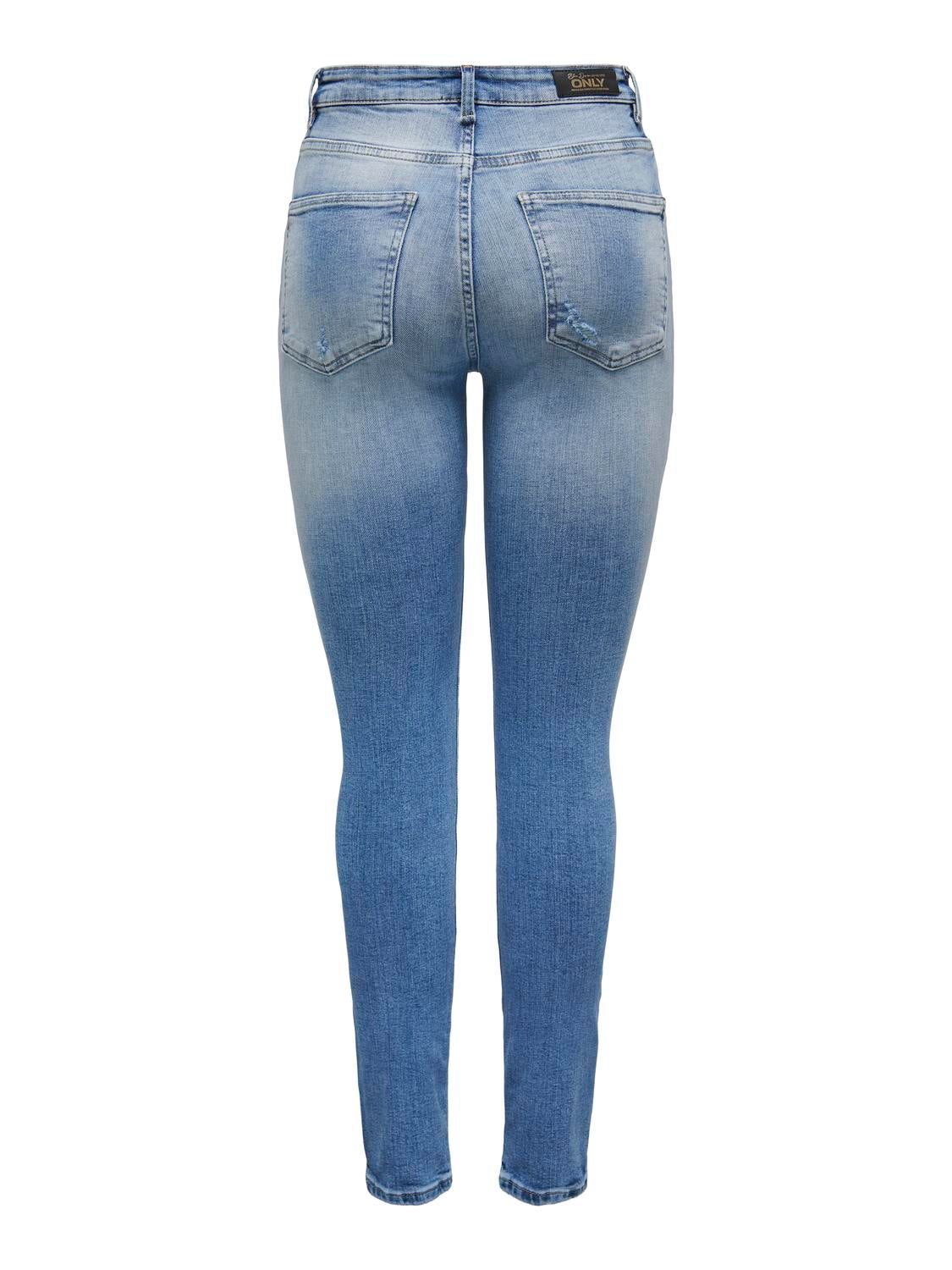 Skinny Fit Hohe Taille Jeans Mittelblau ONLY