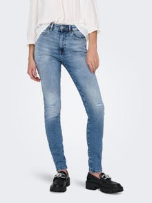 ONLY Jeans Skinny Fit Vita alta -Light Medium Blue Denim - 15288957