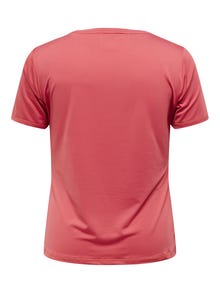ONLY Normal passform O-ringning Curve T-shirt -Mineral Red - 15289021