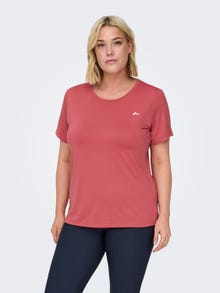 ONLY Normal passform O-ringning Curve T-shirt -Mineral Red - 15289021