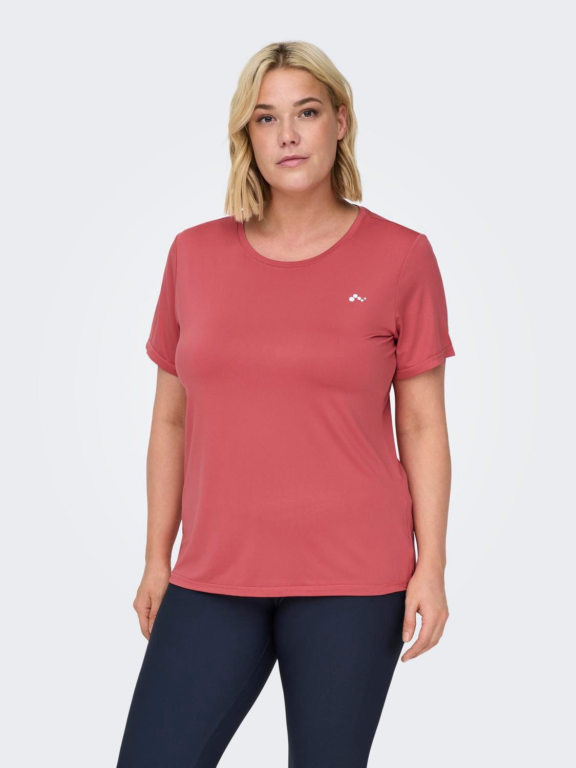 ONLY Regular Fit Round Neck Curve T-Shirt -Mineral Red - 15289021