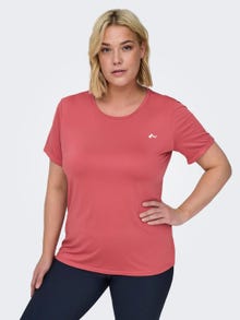 ONLY T-shirts Regular Fit Col rond Curve -Mineral Red - 15289021