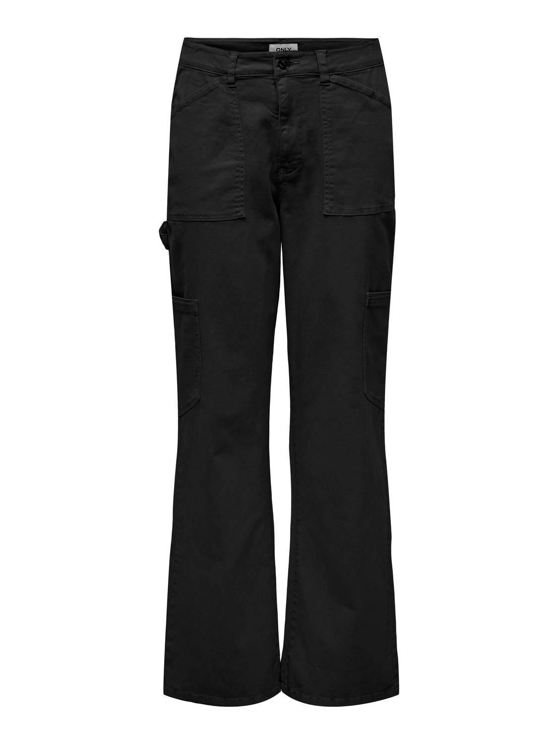 ONLY Cargo trousers with high waist -Black - 15289025
