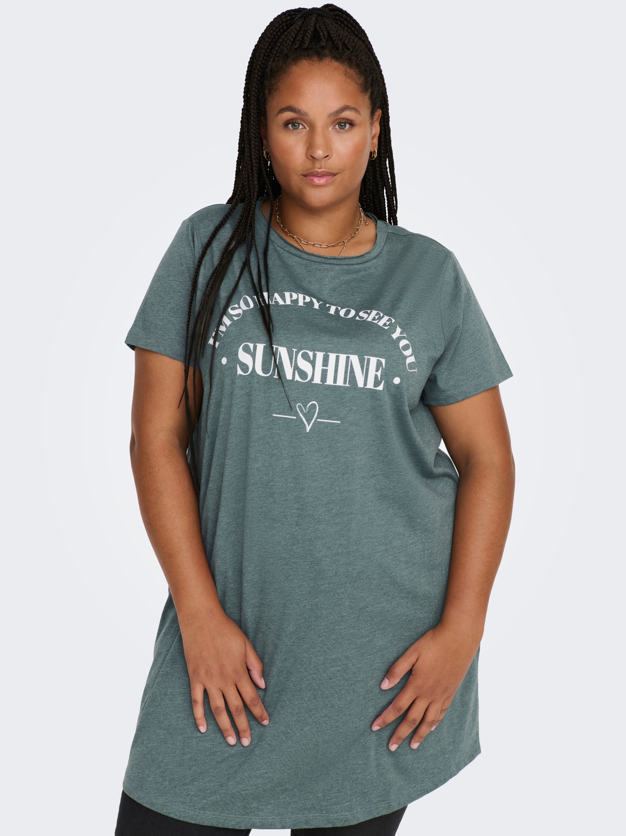 ONLY Curvy long T-shirt -Balsam Green - 15289125