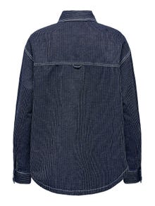 ONLY Överdimensionerad passform Skjortkrage Manschetter med knappar Rymliga ärmar Skjorta -Night Sky - 15289198