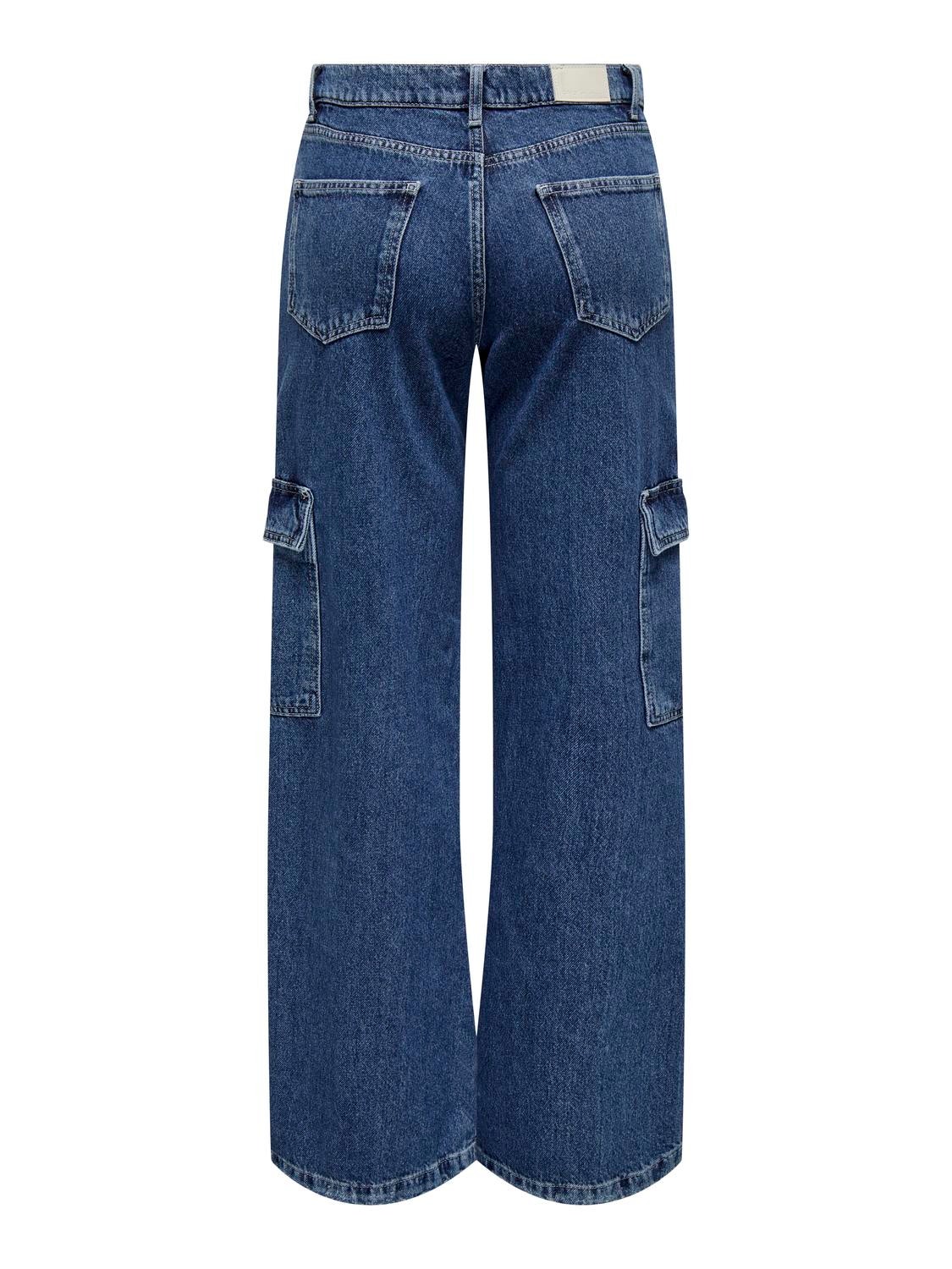 ONLY Wide Leg Fit Low waist Jeans -Dark Blue Denim - 15289232
