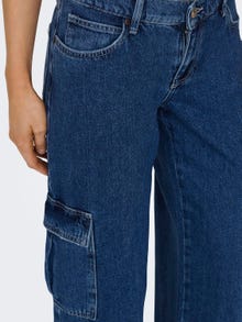 ONLY Weiter Beinschnitt Niedrige Taille Jeans -Dark Blue Denim - 15289232
