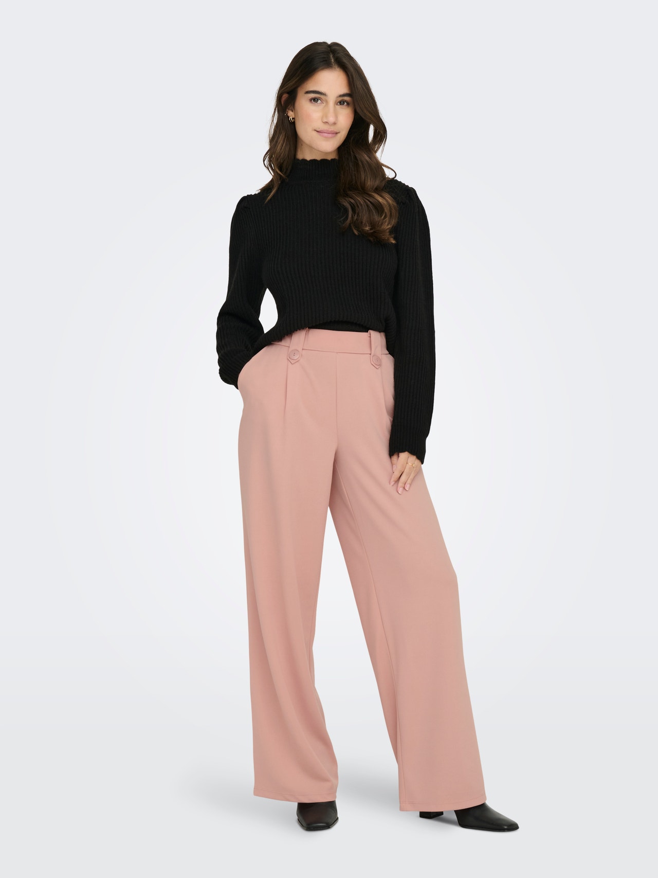 ONLY Regular Fit Mid waist Trousers -Misty Rose - 15289239