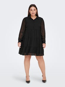 ONLY Curvy High Neck Kleid mit langen Ärmeln -Black - 15289249